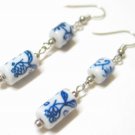 EA42  ELEGANT WHITE PORCELAIN BEADS HOOK EARRINGS