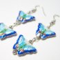 EA43  ELEGANT BLUE CLOISONNE BUTTERFLY HOOK EARRINGS