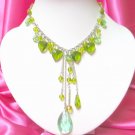 free shipping ~ 416NB EVERGREEN CRYSTAL CLEAR BEADS DANGLE NECKLACE