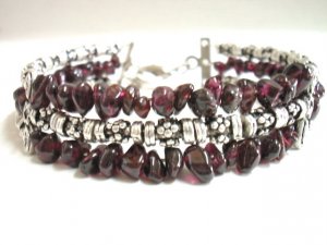 B80 TIBETAN SILVER GARNET BRACELET(Free Shipping)