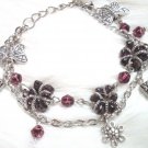 BA108 BUTTERFLY GARNET FLORAL BRACELET(FREE SHIPPING)