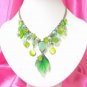 free shipping ~ NB402 GORGEOUS CRYSTAL CLEAR GREEN DANGLE LEAF NECKLACE