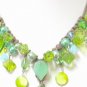 free shipping ~ NB402 GORGEOUS CRYSTAL CLEAR GREEN DANGLE LEAF NECKLACE