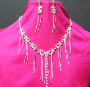free shipping RHINESTONE bridal wedding earrings NECKLACE SET NB665