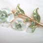 free shipping ~ rhinestone green rose Brooch PA12 Charming!