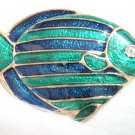 free shipping ~ rhinestone Angelfish Green BROOCH P03