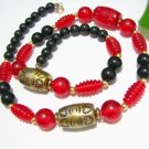 FREE SHIPPING ~ NB1010 ELEGANT JEWELRY BLACK & RED NECKLACE 22 inches