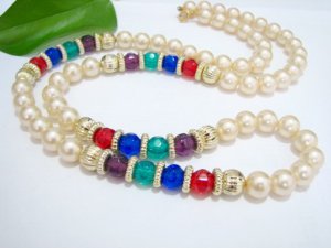 free shipping ~ NB1022 ELEGANT PEARLS WITH BEADS NECKLACE 30 inches