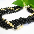 freeFree shipping ~ Black & white Beads Classic NECKLACE 19 inches NB1026