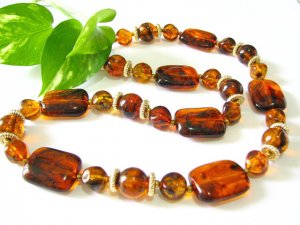 FREE SHIPPING ~ NB1038 GORGEOUS LUCITE BEADS BROWN JEWELRY NECKLACE 24 INCHES.