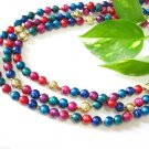 FREE SHIPPING ~ NB1039 FANTASTIC 3 ROW LUCITE JEWELRY NECKLACE 24 INCHES