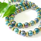 FREE SHIPPING ~ NB1044 GLITZY JEWELRY LUCITE BEADS GREEN NECKLACE 32 INCHES