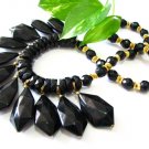 NB1049 UNITQUE JEWELRY BLACK DANGLE NECKLACE 19 in.