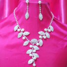 RHINESTONE & FAUX PEARL BRIDAL WEDDING EARRINGS NECKLACE NA423 ~ free shipping
