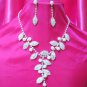 RHINESTONE & FAUX PEARL BRIDAL WEDDING EARRINGS NECKLACE NA423 ~ free shipping