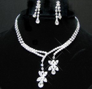free shipping~ bridal wedding RHINESTONE earrings NECKLACE SET NB738