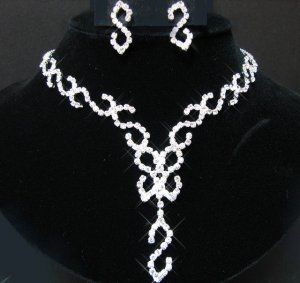 free shipping bridal wedding RHINESTONE earrings NECKLACE SET NB740