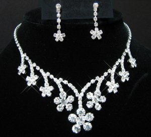 free shipping bridal wedding RHINESTONE earrings NECKLACE SET NB741