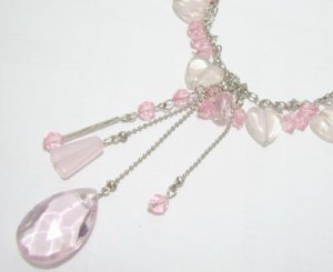 free shipping NB271 CRYSTAL PINK HEART SHAPE SEXY DANGLE NECKLACE