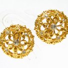 EA614 RHINESTONE GOLDEN CLIP ON EARRINGS 1.2 in.