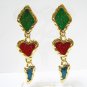 EA643 UNIQUE GOLDEN PLATED CLIP ON EARRINGS 2.7 in.