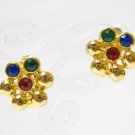 EA644 RHINESTONE GOLDEN PLATED CLIP ON EARRINGS 0.6 in.