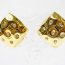 EA664 RHINESTONE GOLDEN PLATED CLIP ON EARRINGS 1.2 in.