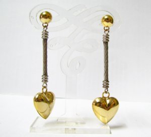 EA509 STAINLESS STEEL GOLDEN PIERCED EARRINGS 2.5 in.
