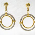 EA518 UNIQUE RHINESTONE GOLDEN PIERCED EARRINGS 2 in.