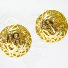 EA558 RHINESTONE GOLDEN PLATED CLIP ON EARRINGS 1.2 in.