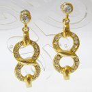 EA575 RHINESTONE GOLDEN PLATED PIERCED EARRINGS 2 IN.