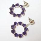 EA577 AGOGO PURPLE RHINESTONE SILVERLY EARRINGS 1.5 in.