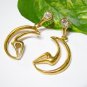 EA405 CHARMING RHINESTONE GLODEN PIERCED EARRINGS 2 in.