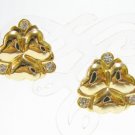 EA483 RHINESTONE GOLDEN PLATAED CLIP ON EARRINGS 0.7in