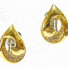 EA484 RHINESTONE GOLDEN CLIP ON EARRINGS 1.1 inches.