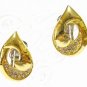 EA484 RHINESTONE GOLDEN CLIP ON EARRINGS 1.1 inches.
