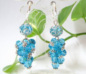 E701 CRYSTAL DANGLE *SPRING CLIP ON* EARRING 2 in.