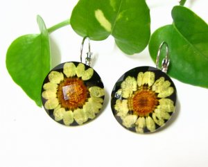 E713 CHARMING CHRYSANTHEMUM HOOK EARRINGS 1.3 in.