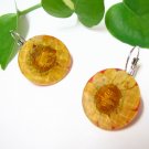 E718 CHRYSANTHEMUM CHARMING HOOK EARRINGS 1.3 in.