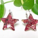 E732 GORGEOUS PURPLE FLORAL STARS HOOK EARRINGS 1.2 in.