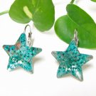 E733 CHARMING FLORAL STARS HOOK EARRINGS 1.2 in.