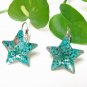 E733 CHARMING FLORAL STARS HOOK EARRINGS 1.2 in.