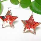 E734 FANCY FLORAL STARS HOOK EARRINGS 1.2 in.