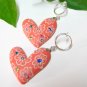 E737 FIGULINE RHINESTONE HEART *SPRING CLIP ON* EARRINGS 2 in.