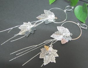 E906 *SPRING CLIP ON* RHINESTONE SILVERLY EARRINGS 13.5cm