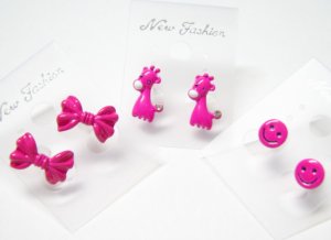 E150 CHARMING CUTE STUDS EARRINGS *3 PAIRS* SPECIAL OFFER