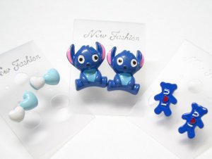 E149 CHARMING CUTE STUDS EARRINGS *3 PAIRS* SPECIAL OFFER