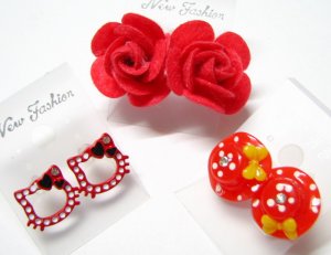 E143 CHARMING CUTE STUDS EARRINGS *3 PAIRS* SPECIAL OFFER