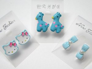 E142 CHARMING CUTE STUDS EARRINGS *3 PAIRS* SPECIAL OFFER