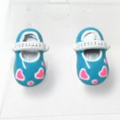 E4 CUTE BLUE SHOES STUB EARRINGS ONE PAIRS